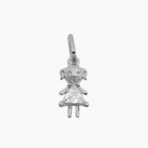 Pingente de Prata 925 Menina com Zircônia Branca - 1,5cm