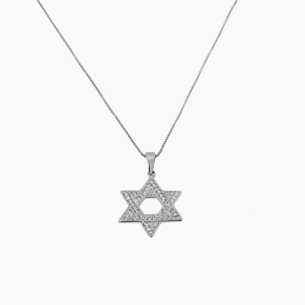 Colar Estrela De Davi em Prata 925 com Zircônias Brancas