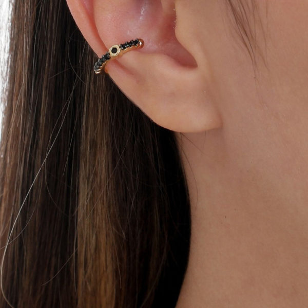 Piercing Ear Hook com Banho de Ródio e Zircônias